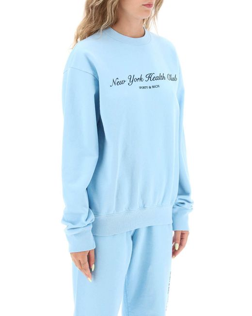 Sporty & Rich 'ny Health Club' Stroomde Sweatshirt in het Blue