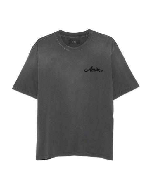 Camiseta de algodón con bordado Amiri de color Gray