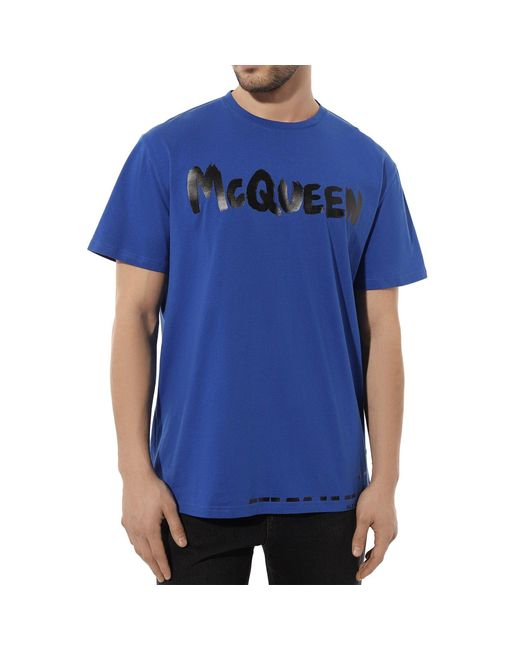 Camiseta de logotipo de Alexander McQueen de hombre de color Blue