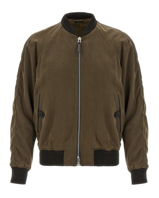 Tom Ford Gabardine Fluid Bomber Jacket in het Green voor heren