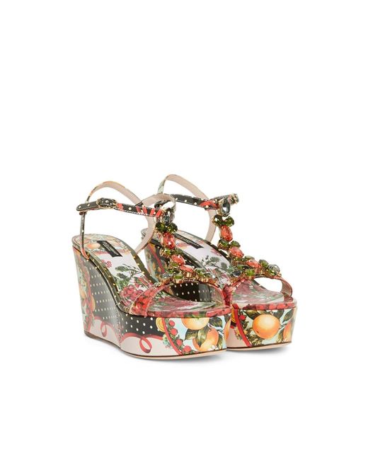 Sandalias de cuña Dolce & Gabbana de color Metallic