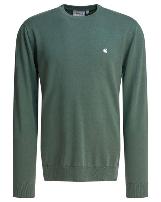 Carhartt Green Crew-Neck Sweater With Logo for men