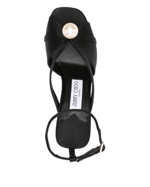 Jimmy Choo Black Siva 95 Satin Sandals