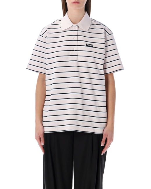 ROTATE BIRGER CHRISTENSEN White Striped Organic-cotton Jersey Polo