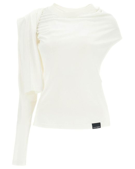 Courreges Courres Asymmetrisch T -shirt in het White