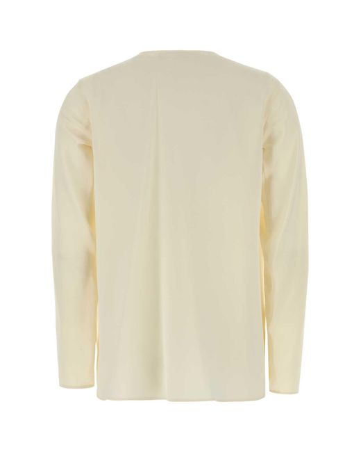 Max Mara Natural Ivory Stretch Silk Mitico Blouse