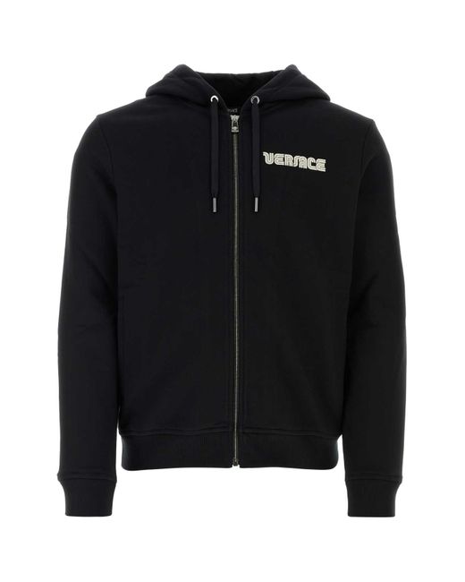Versace Black Cotton Sweatshirt for men