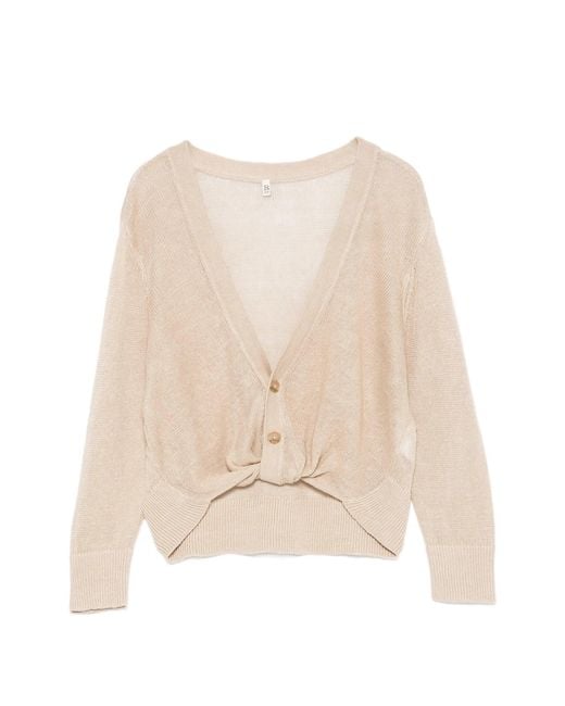 R13 Natural 3/4 Sleeve Twisted Front Cardigan
