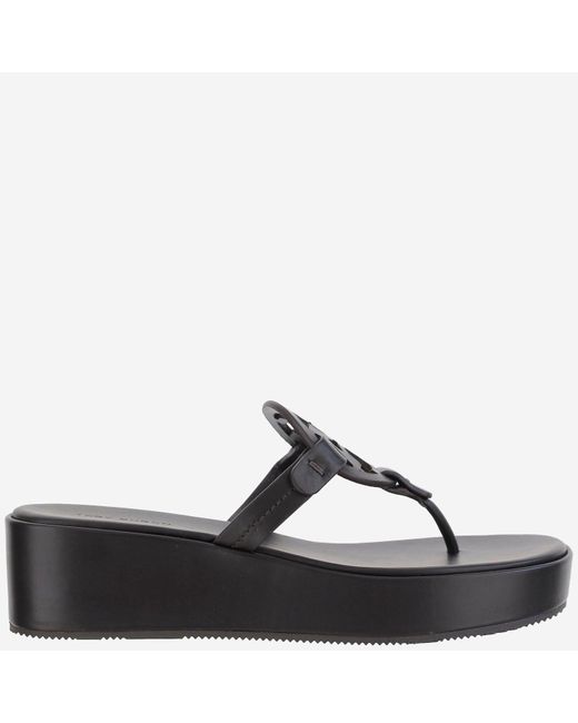 Tory Burch Black Miller Wedge Sandalen