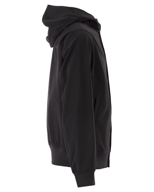 Stone Island Black Jacket With Hood And Water And Wind Resistant Membrane for men