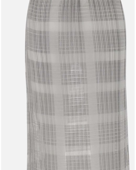 Remain Blijven Geplooide Chiffon Midi Rok in het Gray