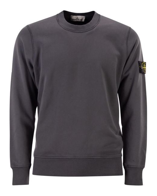Stone Island Gray Regular Fit Crew Neck Sweatshirt With Raglan Sleeves for men