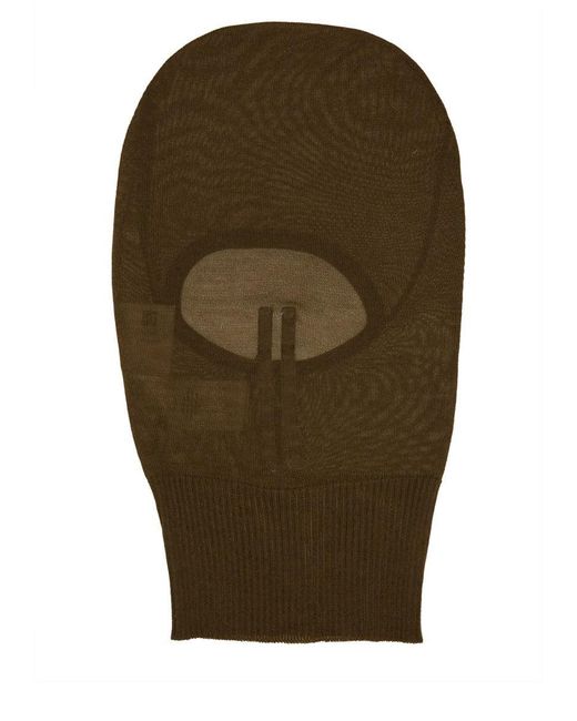 Rick Owens Green Cashmere Knit Balaclava for men