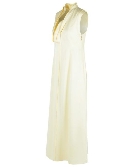 Jil Sander White Ivory Acetate And Viscose Dress