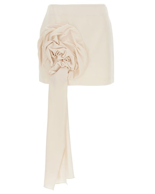 Emily Ratajkowski x Marella White Mini Skirt With Draped Rose Skirts