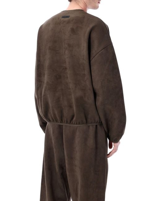 Essentials x Fear Of God Brown Oversized Logo-Print Crewneck Sweatshirt
