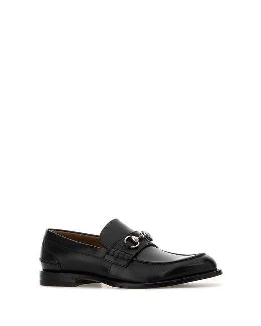 Gucci Black Leather Loafers for men