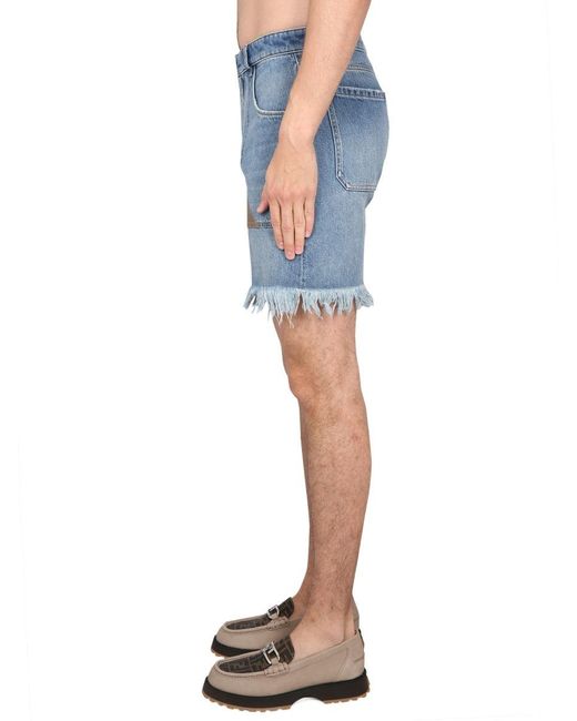 Fendi Blue Denim Bermuda Shorts For Ss23 for men