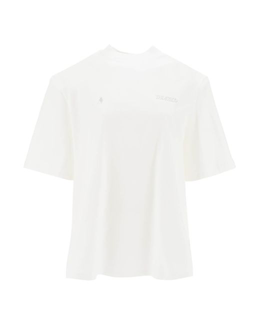 The Attico Het Attico Kilie Oversized T -shirt Met Gewatteerde Schouders in het White