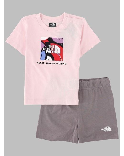 The North Face Pink Baby Box Nse Play Reg Short Set Pale Blossom/Transcende