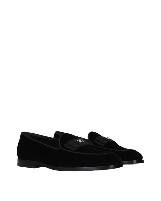 Dolce & Gabbana Black Dolce&Gabbana Mocassini Uomo Velluto Nero