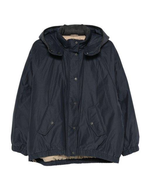 Giacca Con Cappuccio di Brunello Cucinelli in Blue