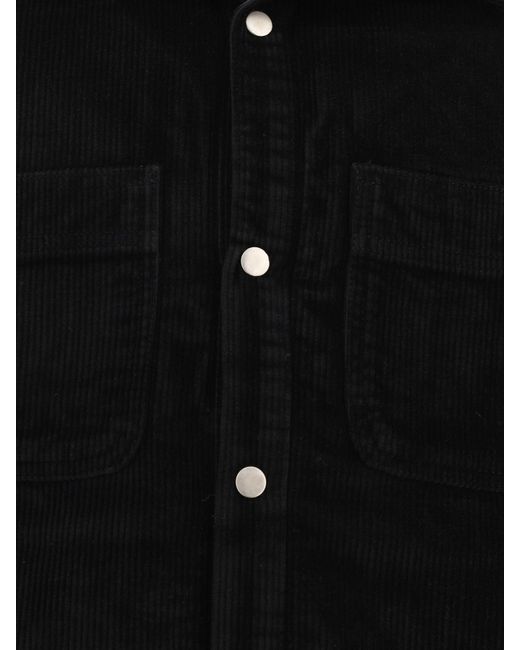Stussy Black Cord Quilted Overshirt for men