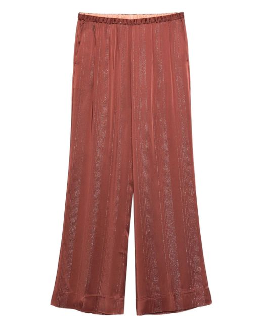 Forte Forte Red Silber Striped Satin reguläre Taillenhose