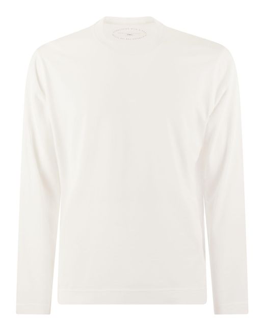 Fedeli White Long Sleeved Cotton T Shirt