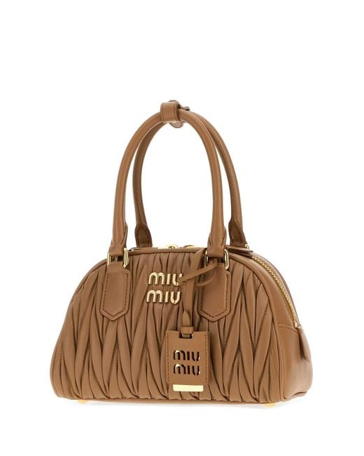 Miu Miu Brown Nappa Leather Arcadie Handbag