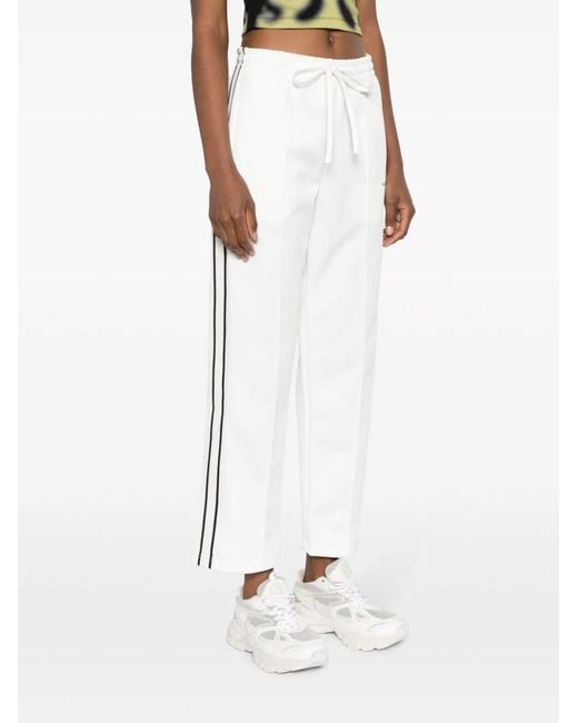 P.A.R.O.S.H. White Logo-Embroidered Striped Track Pants