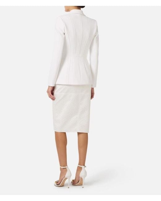 Elisabetta Franchi White Raw Cut Jacket