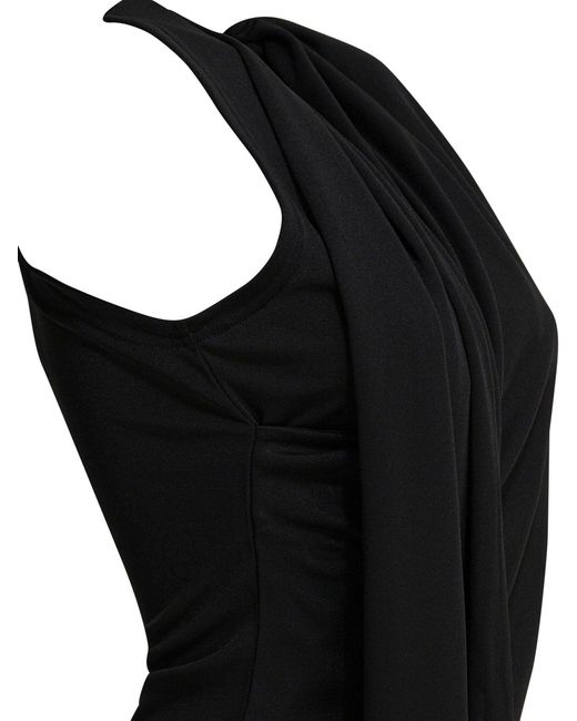 AMI Black Sleeveless Top With Lavalliere