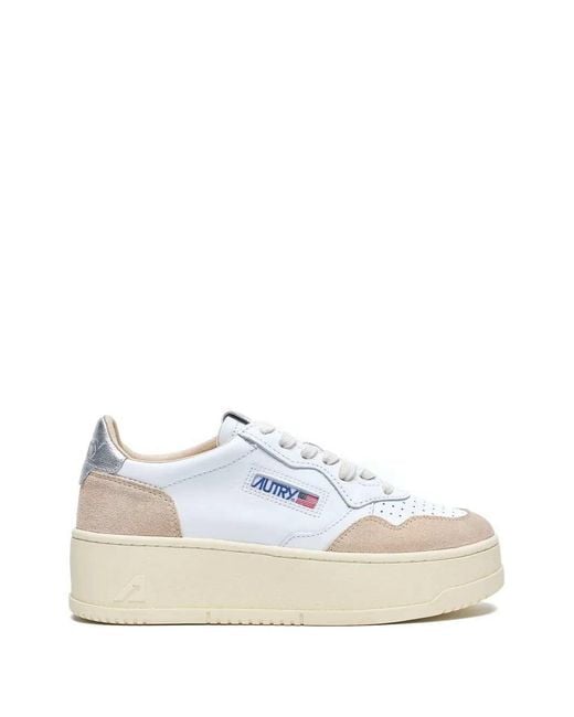 Autry White Medalist Platform Sneakers