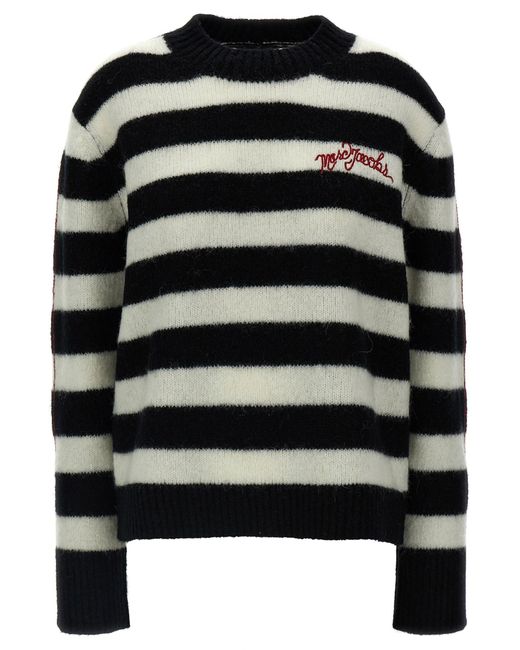 Marc Jacobs Black Alpaca-Wool Blend Striped Sweater