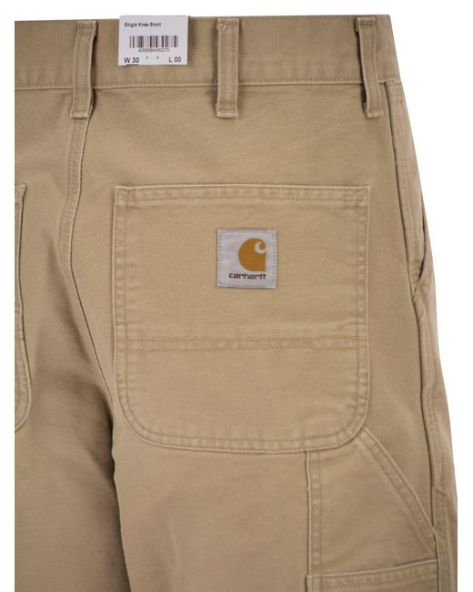 Carhartt Natural Denim Bermuda Shorts With Logo On The Back