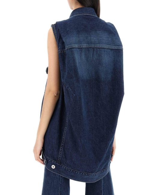 Sacai Oversized Denim Vest Voor in het Blue