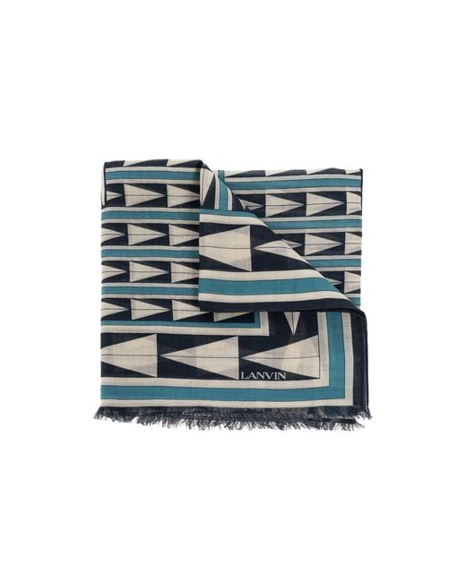 Lanvin Blue Wool Scarf
