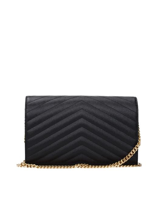 Saint Laurent Black Cassandre Pouch Leather