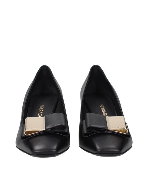 Ferragamo Blue Lena Pumps Leather