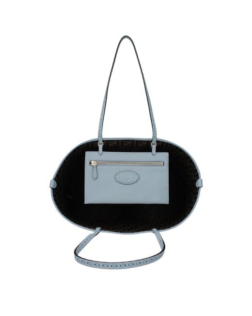 Fendi Blue Shoulder Bag Roll Light/ Leather