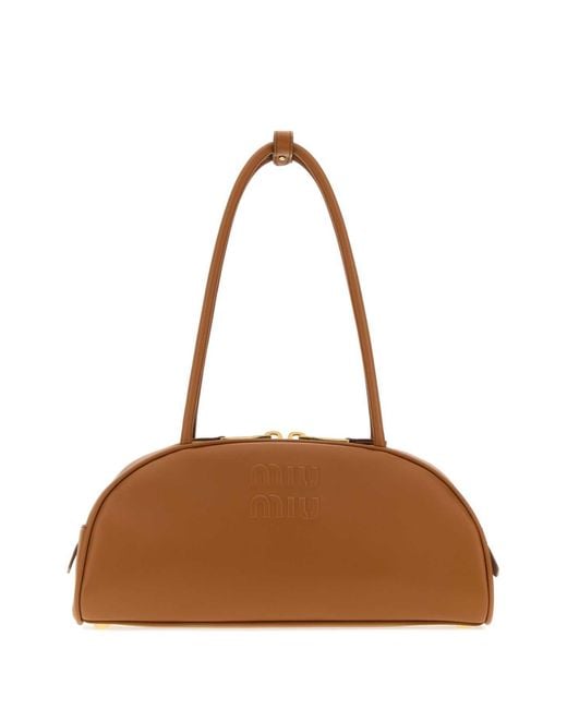 Miu Miu Brown Caramel Leather Beau Shoulder Bag