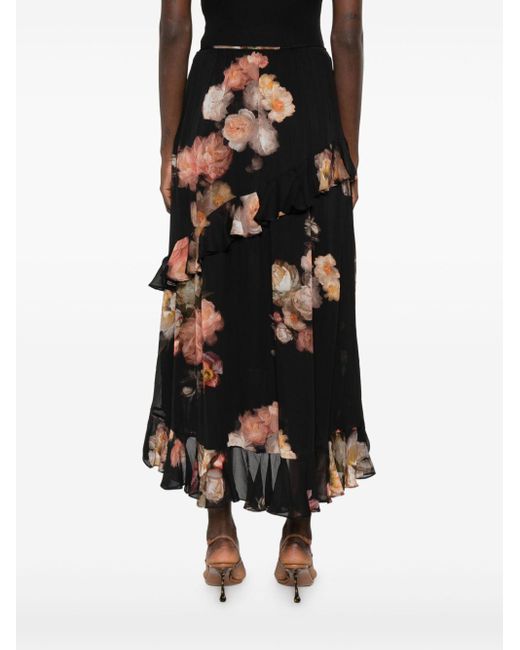 Zimmermann Hypnotic Asymmetrische Midi-Rok in het Black