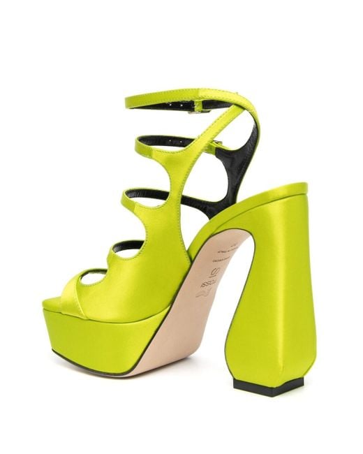 SI ROSSI Yellow Crepe Satin Heel Sandals
