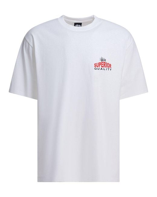 Camiseta de Calidad Superior Stussy de hombre de color White