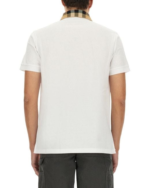 Burberry White Cotton Pique Polo for men