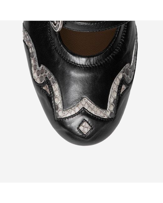 Sartore Leren En Python Ballerina's in het Black