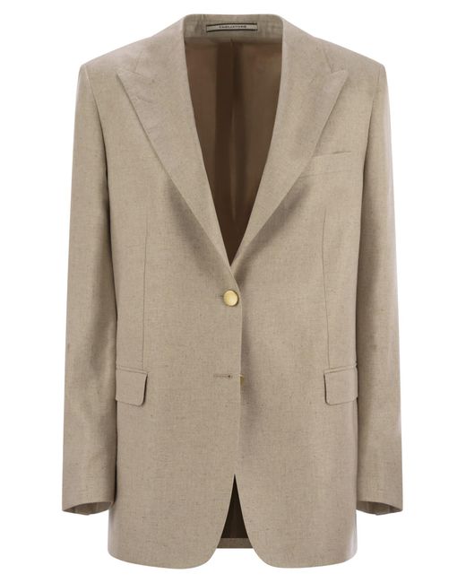 Tagliatore Two-Button Silk Jacket in Natural | Lyst Australia Tagliatore Two-Button Silk Jacket in Natural | Lyst Australia