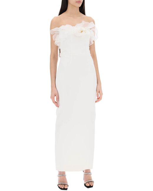 Alessandra Rich Strapless Dress Met Organza -details in het White
