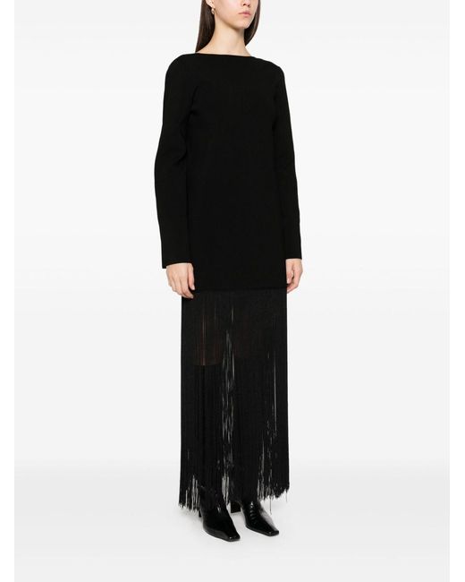 Khaite Black Paley Fringed Dress